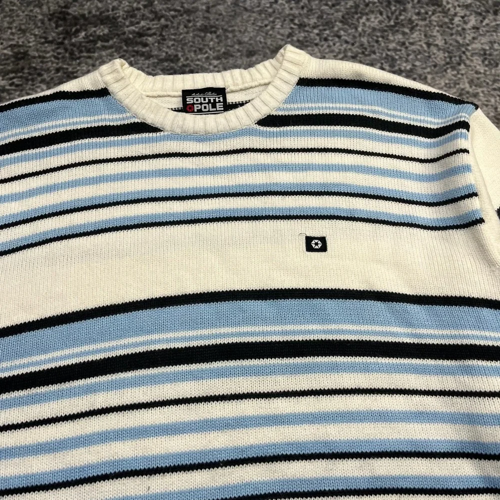 Vintage Southpole Sweater Crewneck Mens XXL White Blue Hip-Hop Y2K 2000s‎